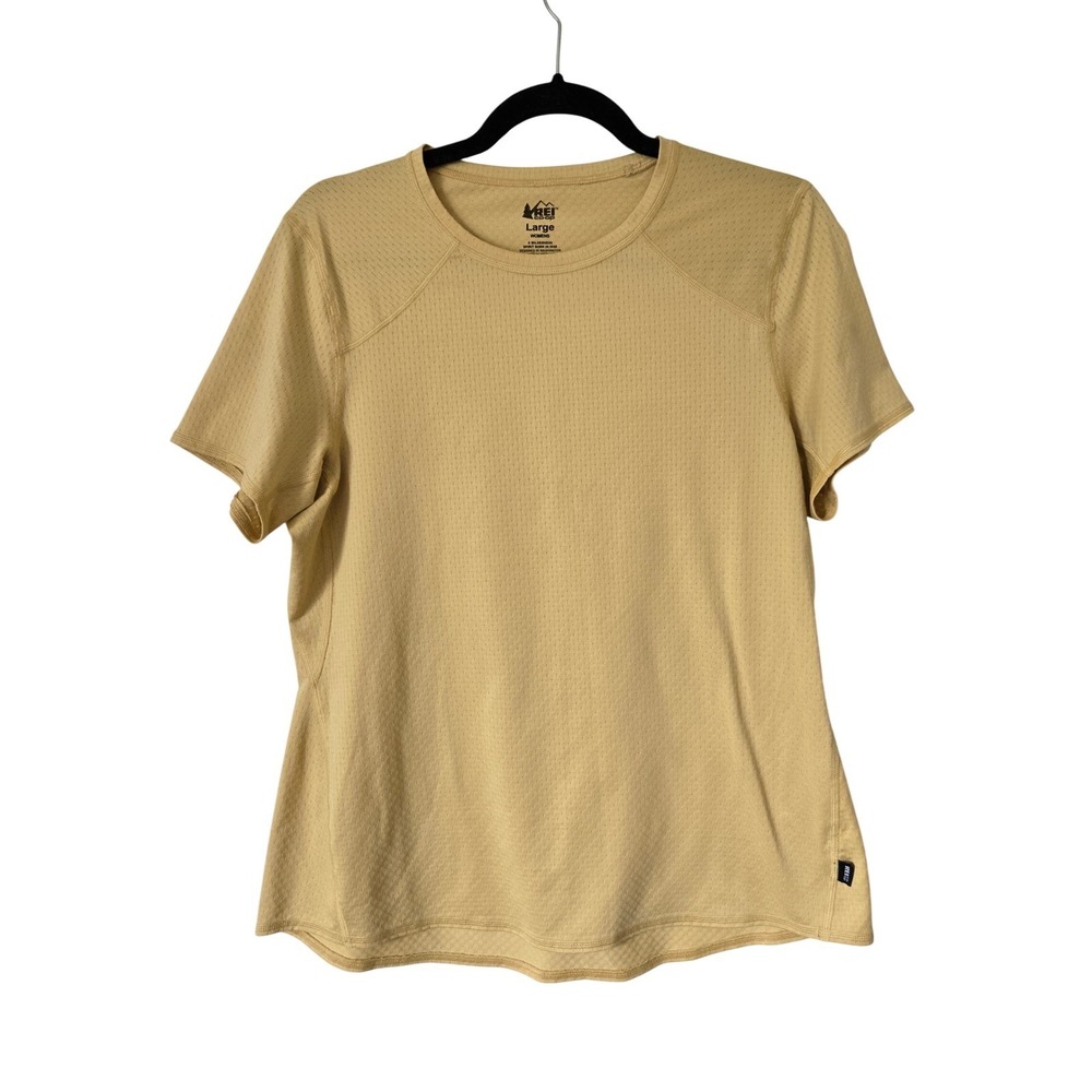 REI Co-op Sahara Womens Large Yellow Short Sleeve Hiking Activewear T-Shirt